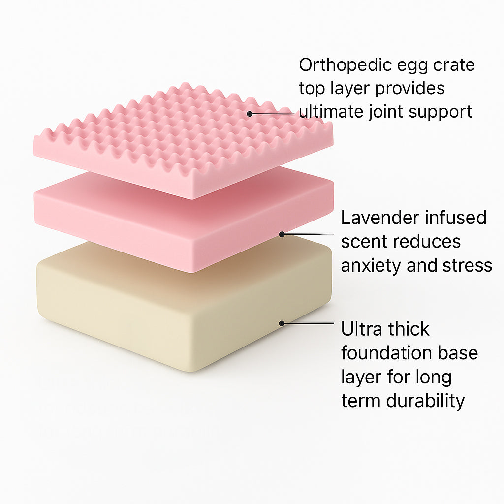 Premium Orthopedic Memory Foam Dog Bed - Beige (Medium)